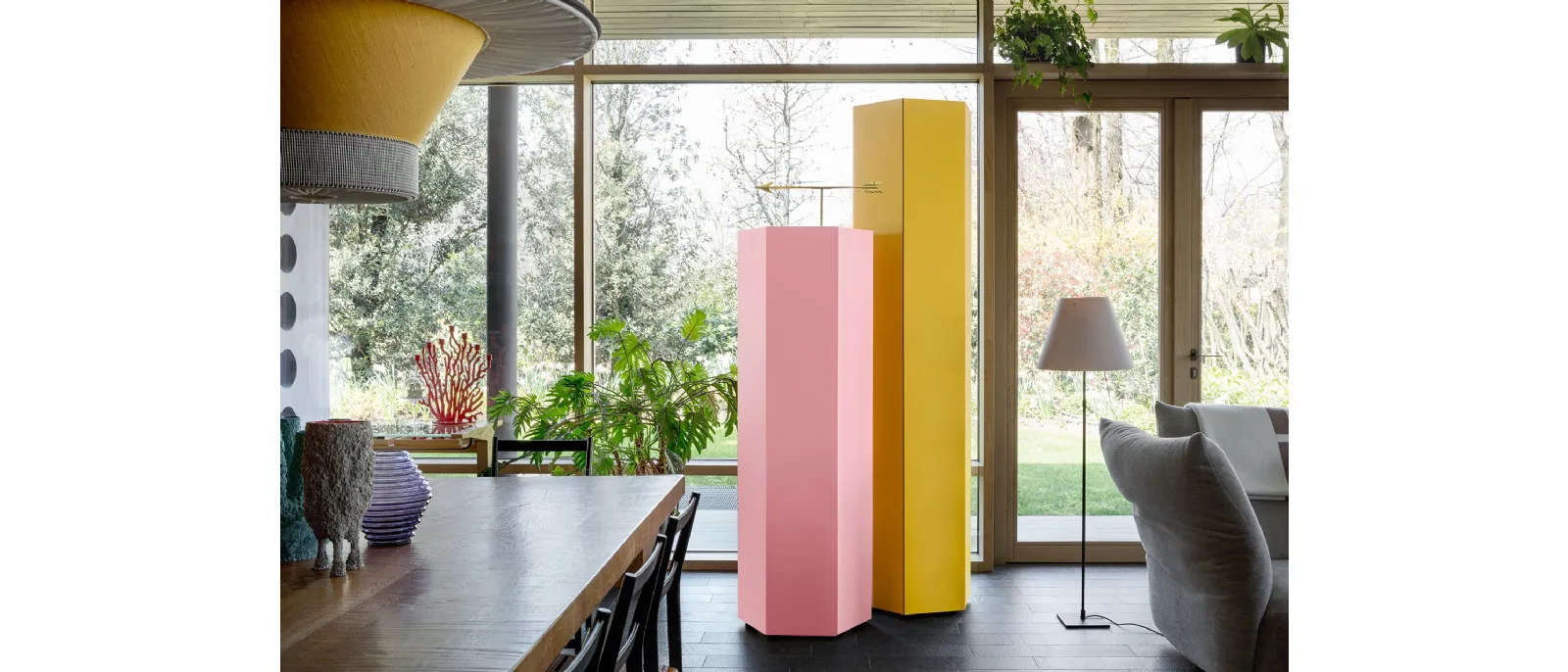 Contenitore di design in laccato opaco Exagon di Mogg