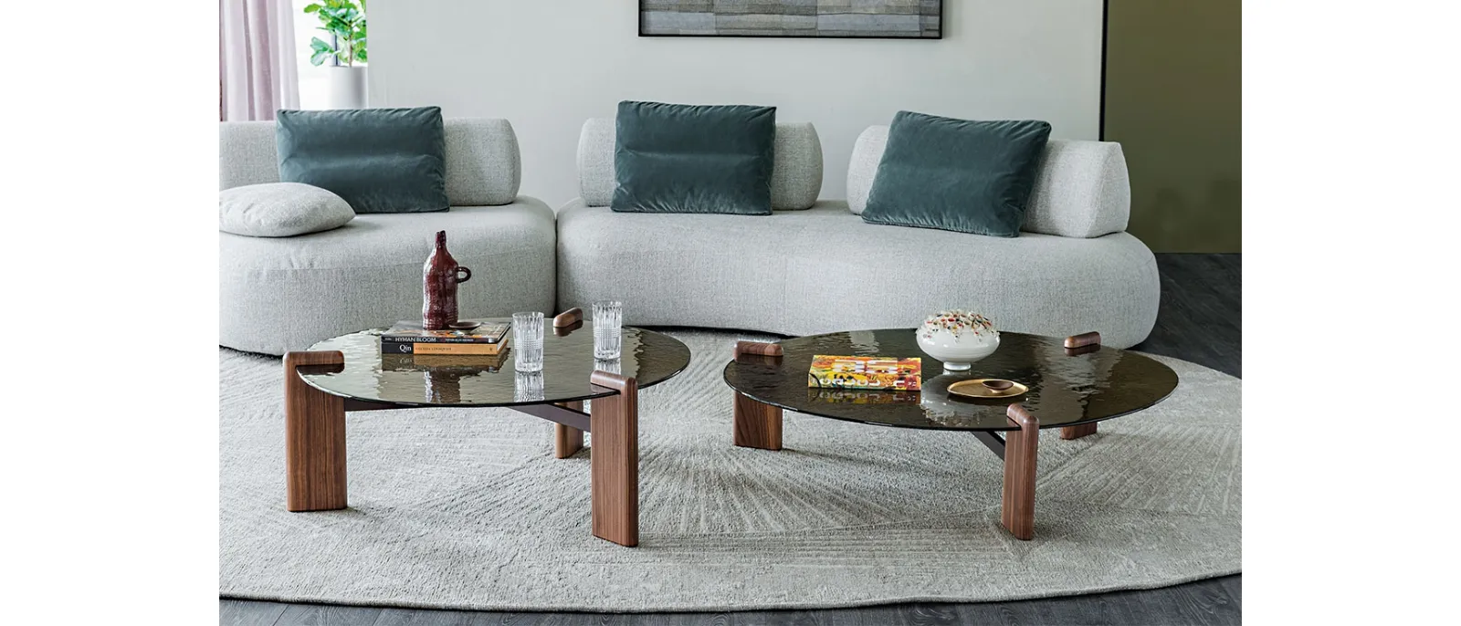 Tavolino Lagoon in vetro e legno di Cattelan Italia