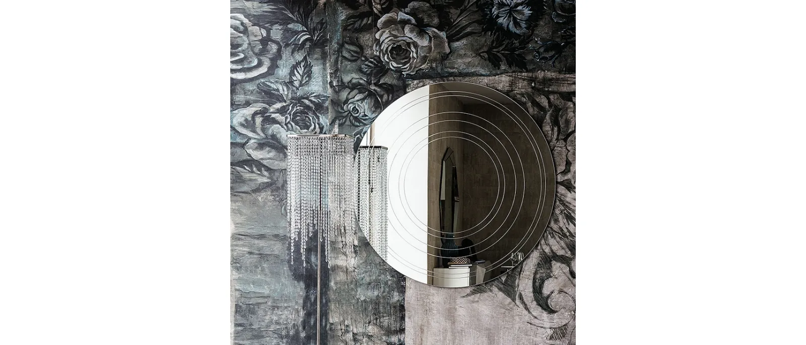 Specchio rotondo con incisioni concentriche Ring di Cattelan Italia