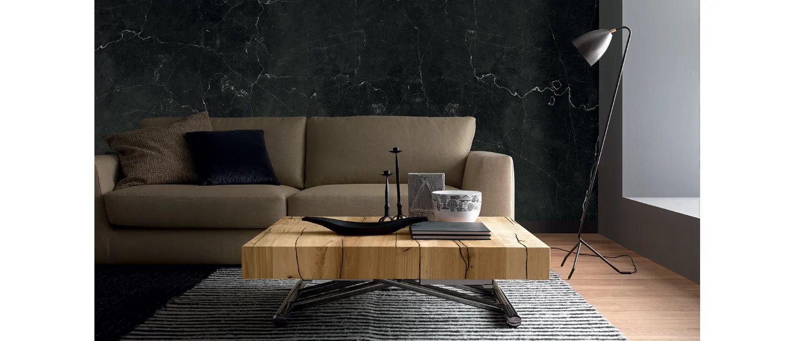 Tavolino trasformabile con top in legno Tavoletto di Altacom