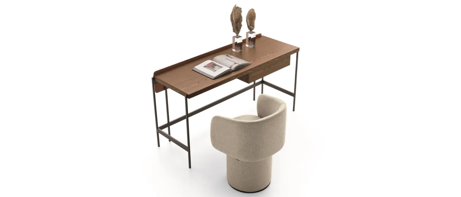 Scrittoio Unit Secretaire in legno con base in metallo di Ditre Italia