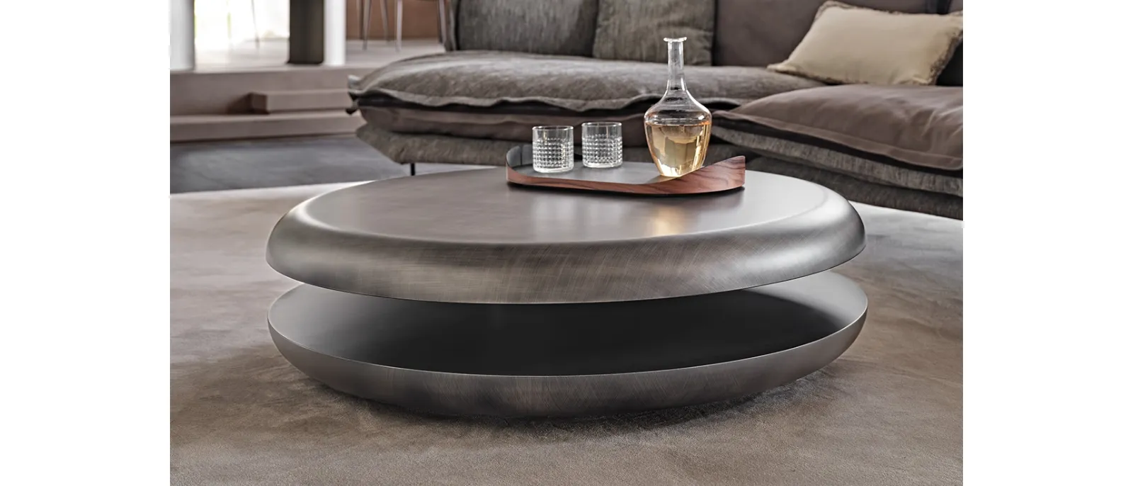 Tavolino in legno finitura brushed Grey Yo-Yo Brushed di Cattelan Italia