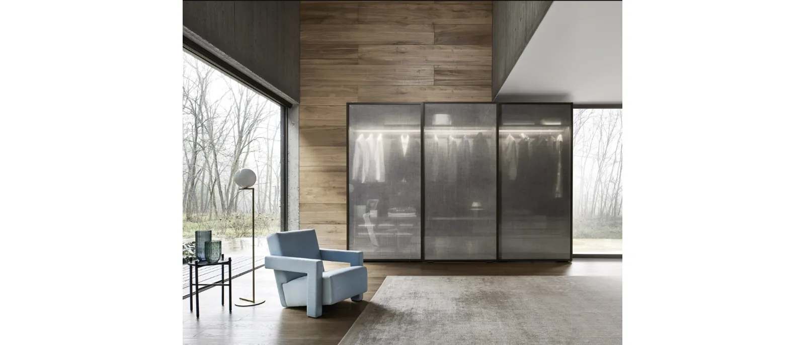 Armadio scorrevole Scrigno in vetro tramato di Sangiacomo