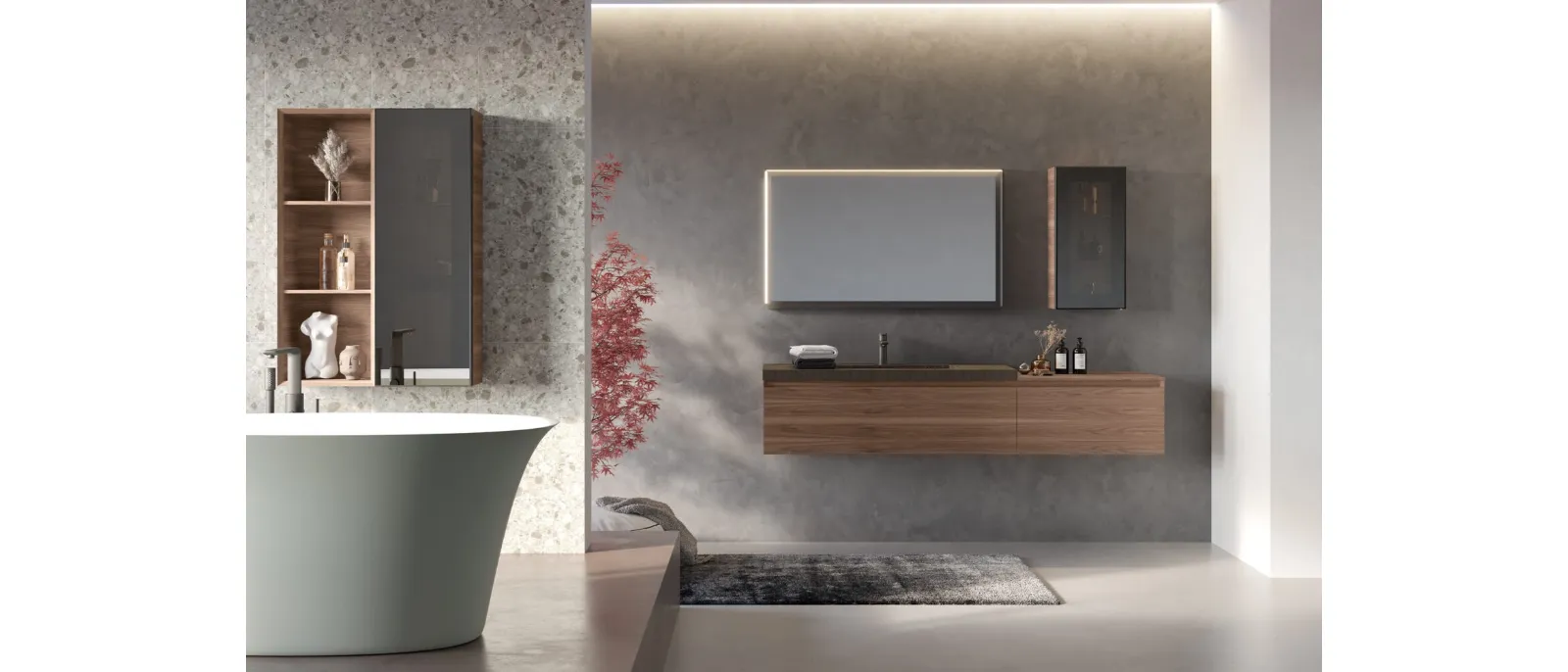 Mobile da Bagno sospeso in Noce Canaletto Airy Edge 08 di RCR