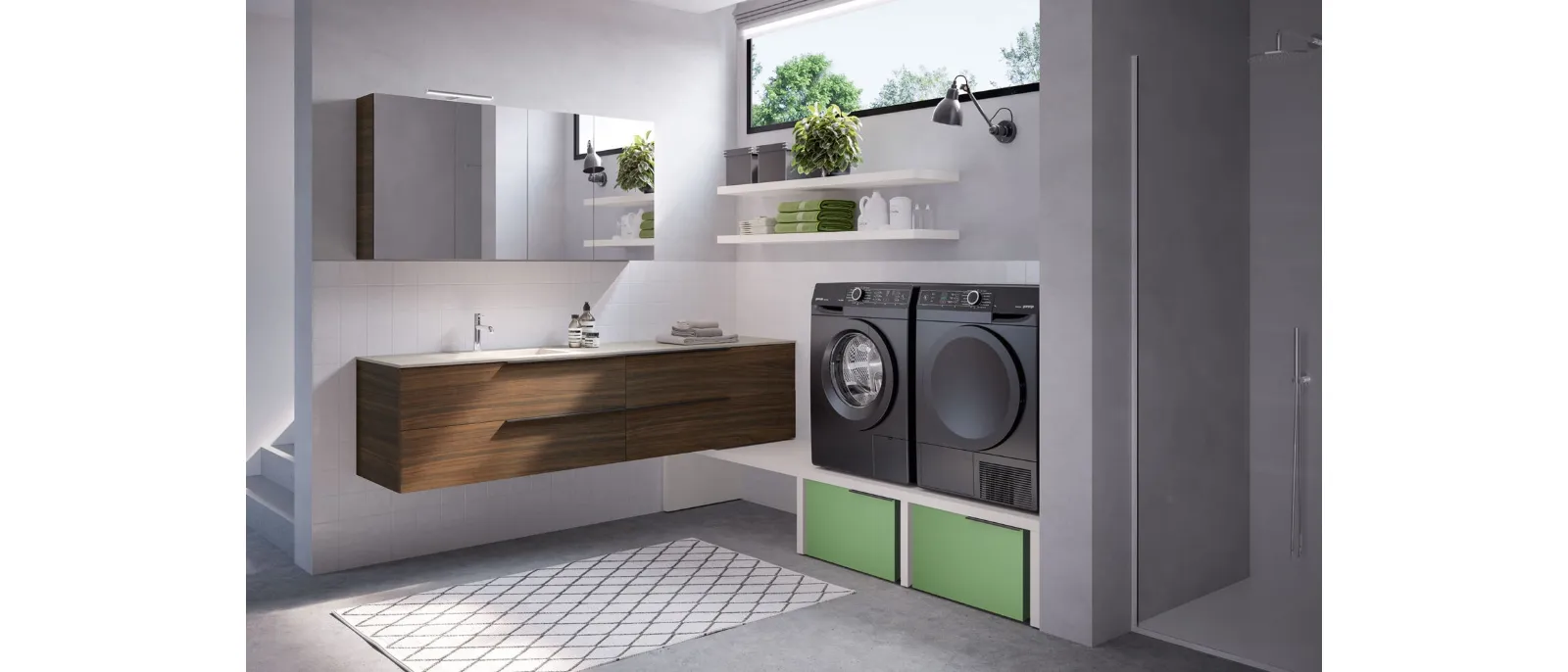 Mobile Lavanderia Airy My Space 02 finitura Noce Visone di RCR