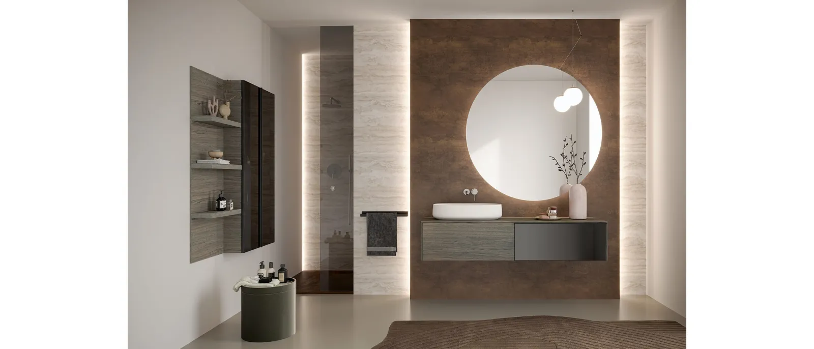 Mobile da Bagno Airy Sistema 06 in Rovere e Vetro di RCR