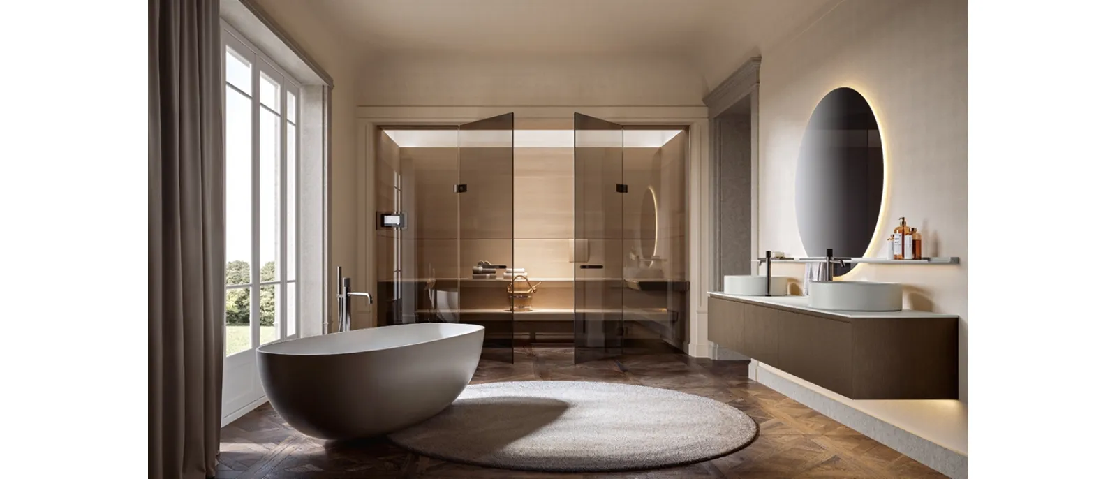 Mobile da Bagno sospeso Artemide 02 in nobilitato reflex bronzo di Edoné