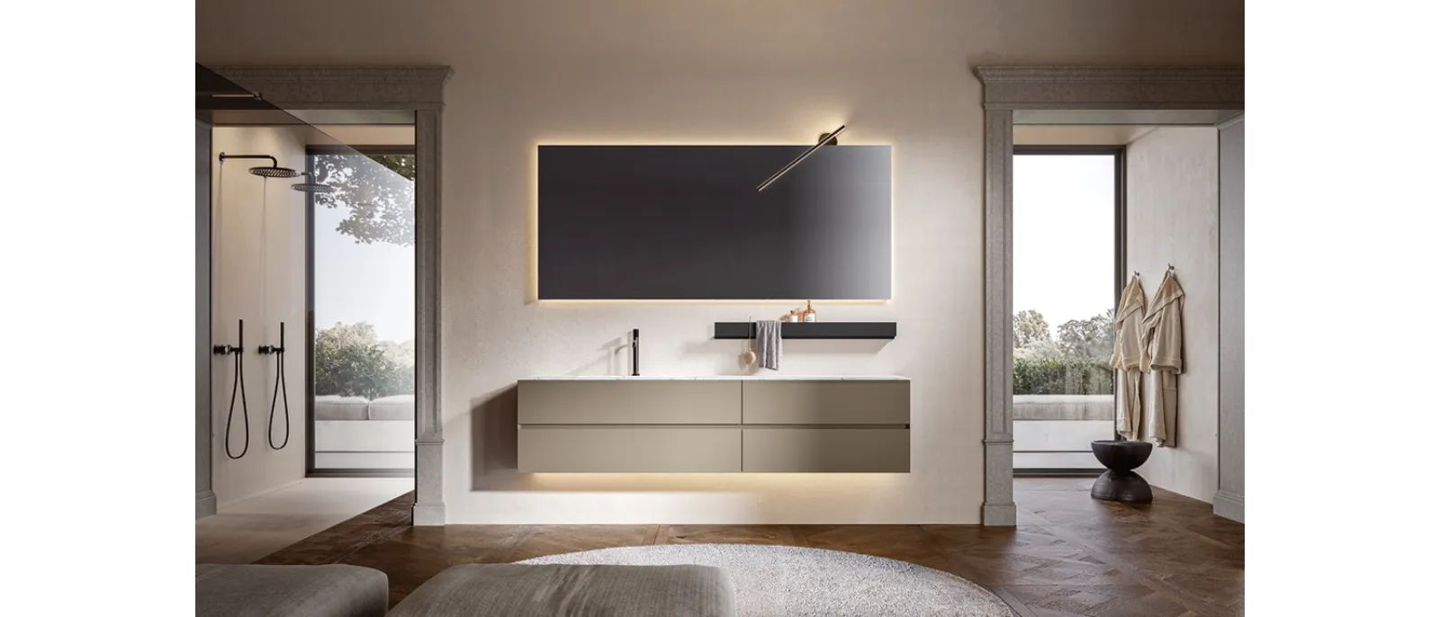 Mobile da Bagno sospeso Artemide 03 laccato camoscio di Edoné