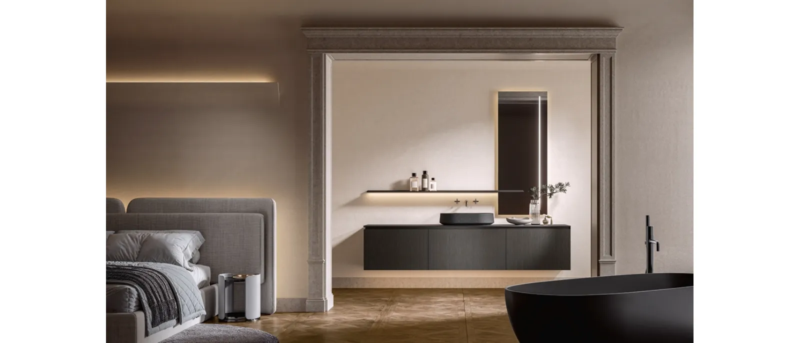 Mobile da Bagno sospeso Artemide 04 in nobilitato rovere timut di Edoné