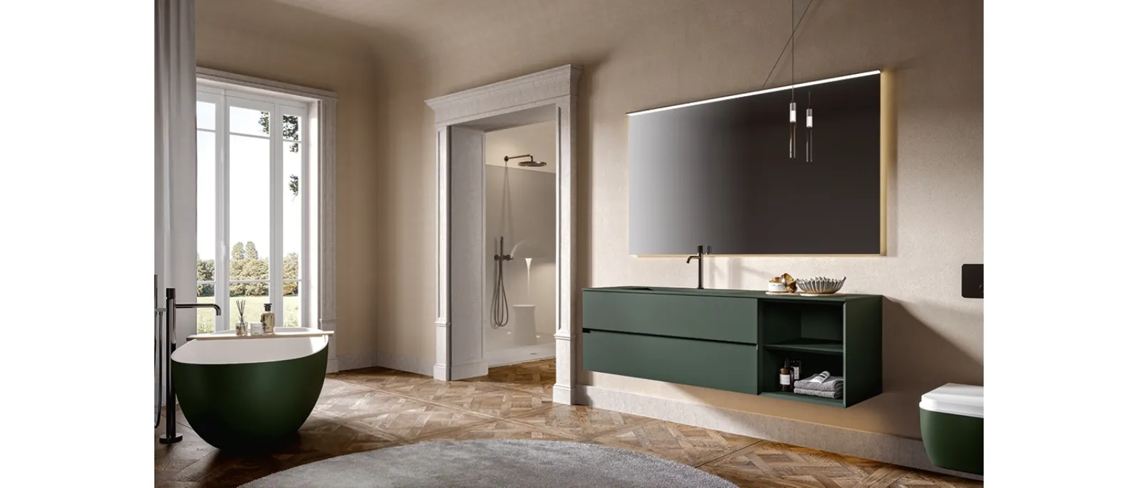Mobile da Bagno sospeso Artemide 05 laccato foresta di Edoné