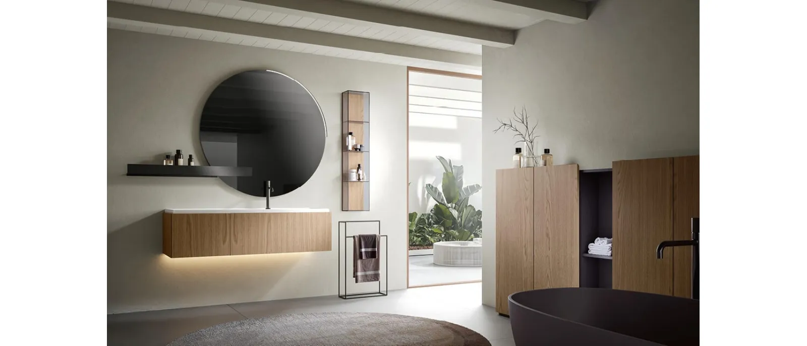 Mobile da Bagno sospeso Atena 05 in nobilitato rovere zenzero di Edoné