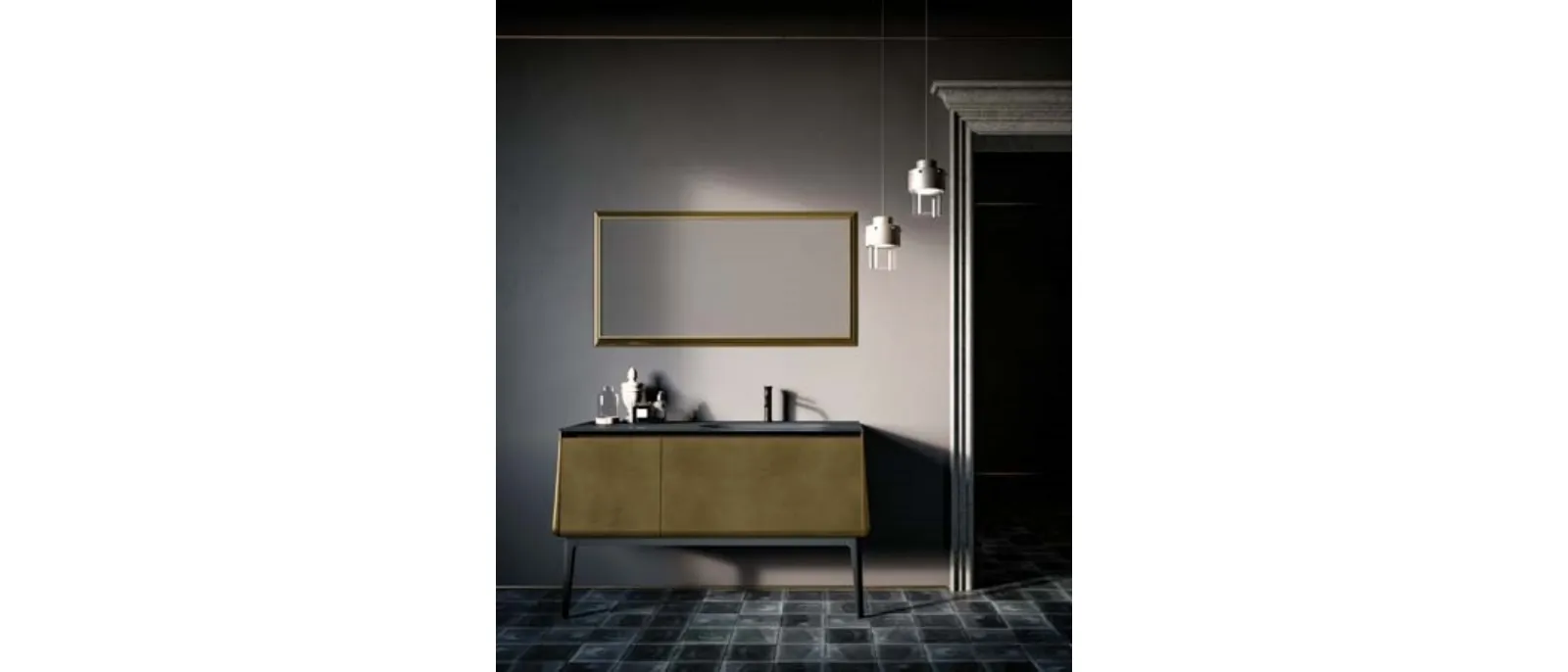 Mobile da bagno di design in laccato metallico Campus 01 di Birex