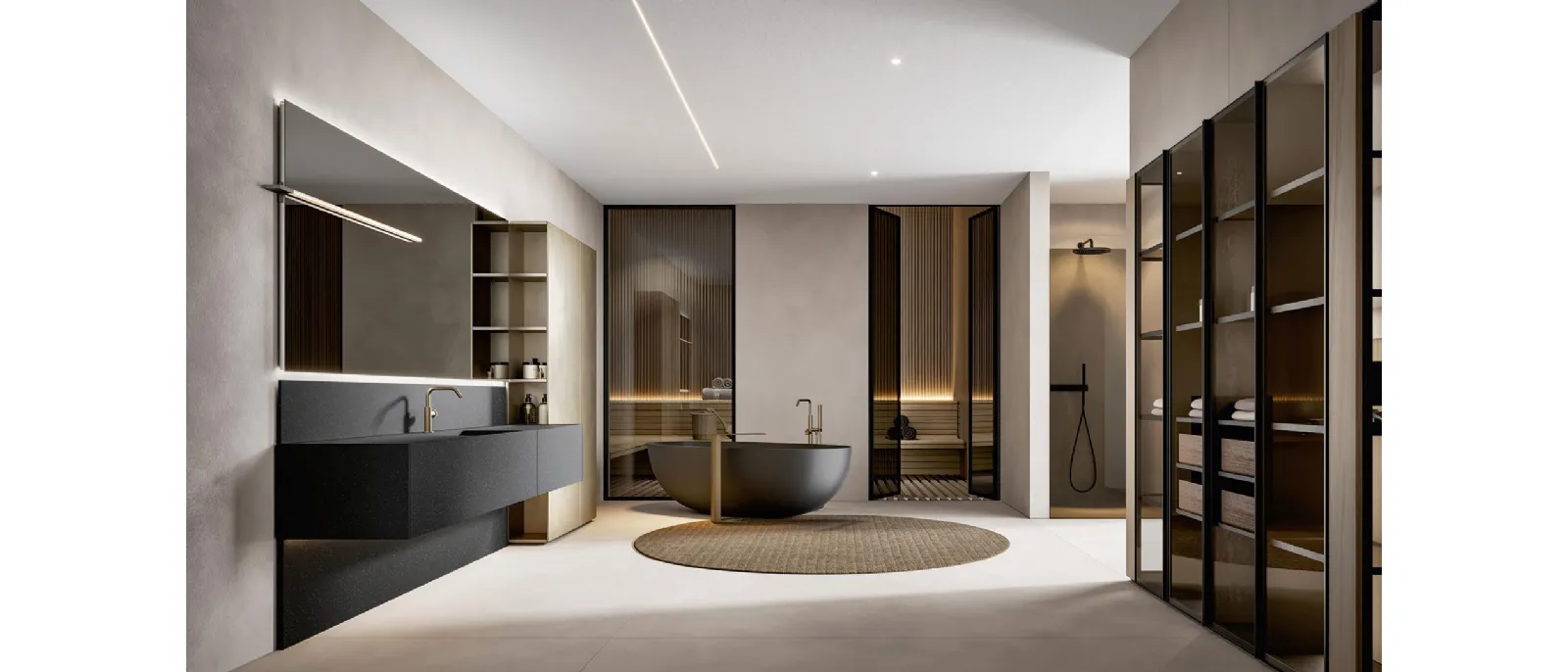 Mobile da Bagno sospeso Hexis 2332 in Great Stone Antracite di Edoné