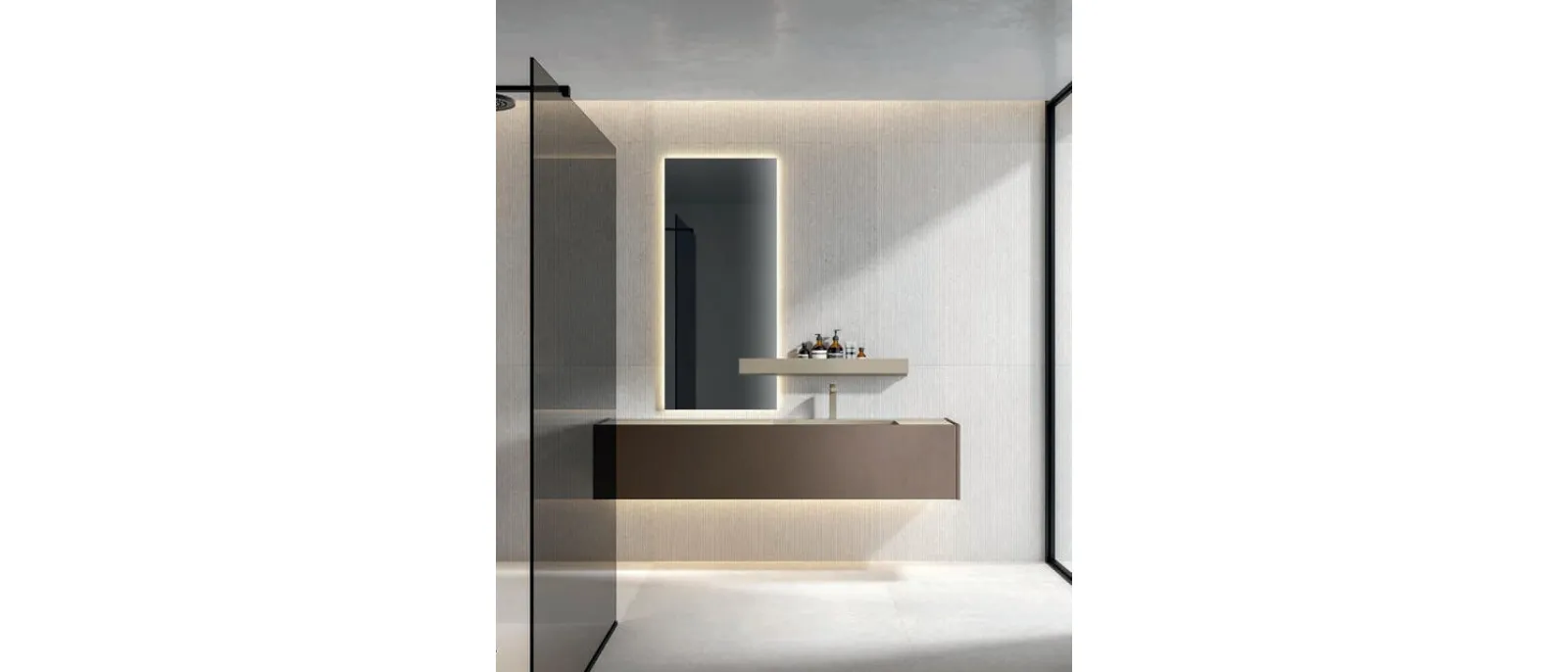 Mobile da Bagno sospeso Hexis 2335 in nobilitato Reflex Bronzo di Edoné