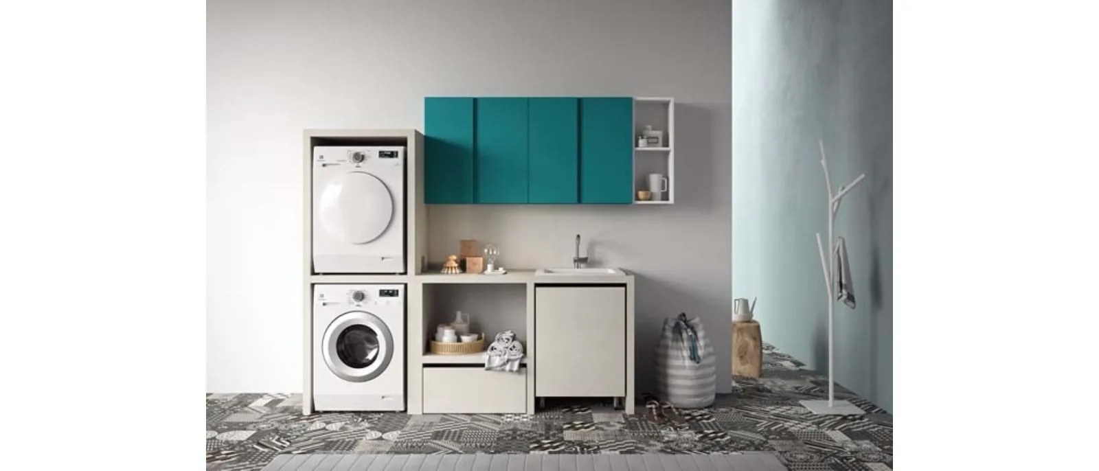 Mobile per lavanderia in laccato opaco e melaminico Idrobox di Birex