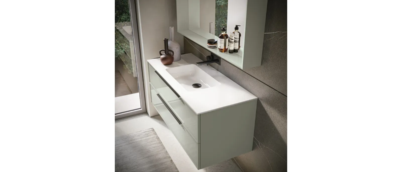 Mobile da Bagno sospeso laccato lucido Panorama 07 di RCR