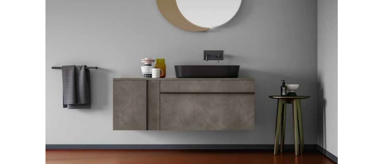 Mobile da Bagno moderno sospeso in laccato opaco effetto resina Sidero 06 di Birex