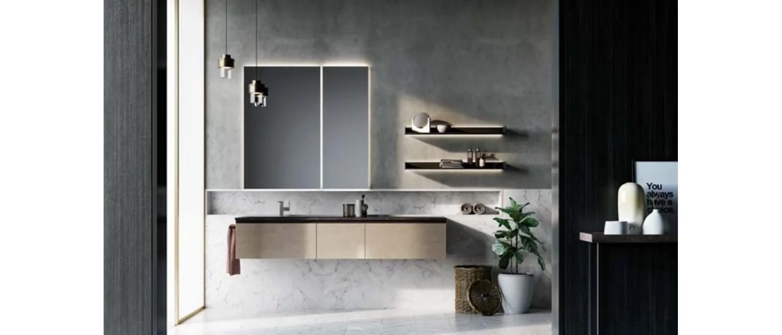 Mobile da Bagno sospeso in laccato metallico Sidero 07 di Birex