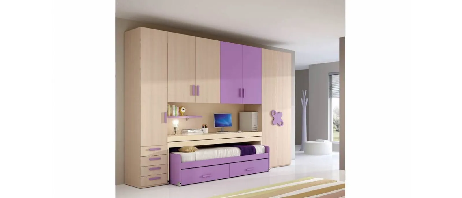 Cameretta 605 a ponte con letto estraibile di Ferrimobili