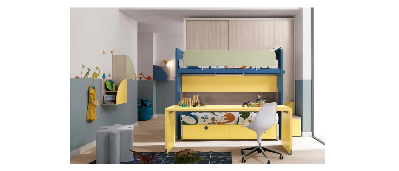 Cameretta con scrivania Alpha Letto a Castello M010 di Doimo Cityline