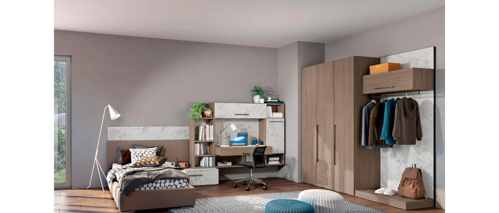 Cameretta moodbook 203 in legno di Ferrimobili