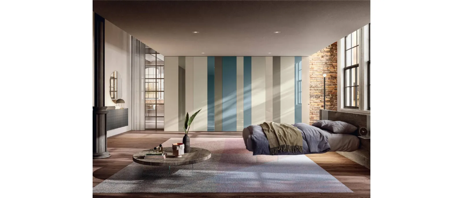 Letto con testiera in legno Air 1527 di Lago