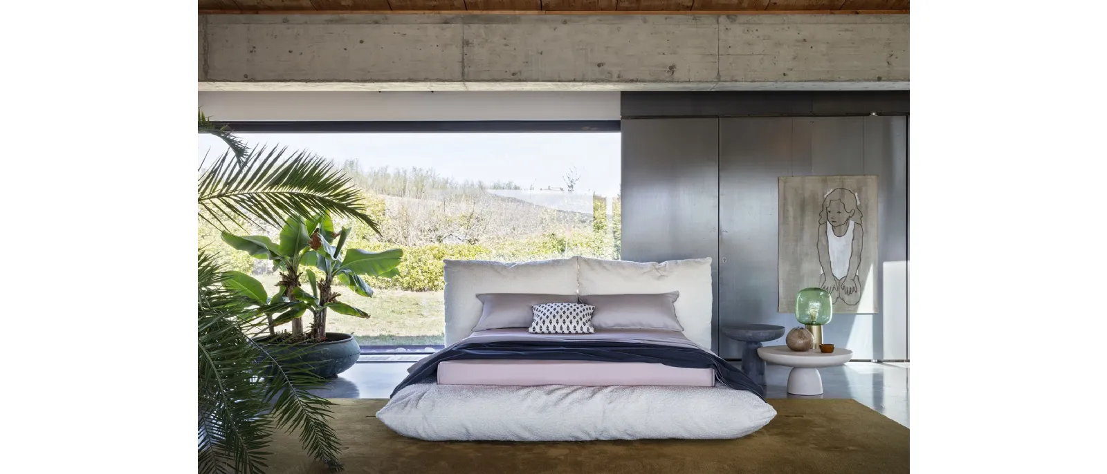 Letto in tessuto imbottito Alba di Mogg