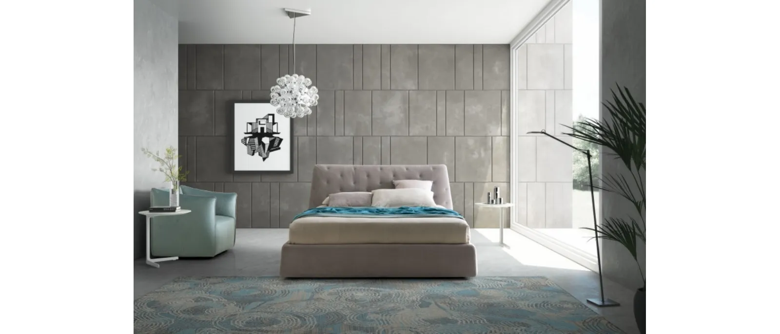 Letto matrimoniale con testiera Atrium di Le Comfort