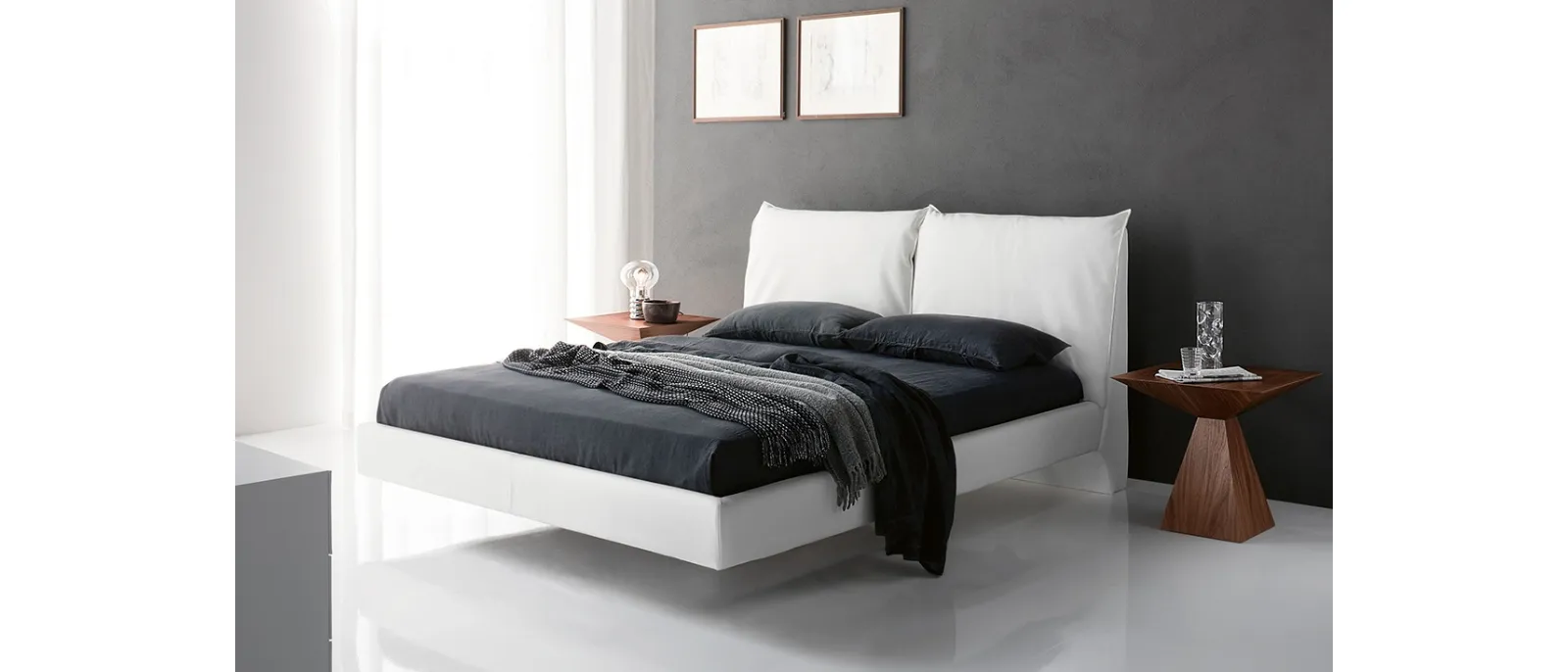 Letto in ecopelle con testiera imbottita Lukas di Cattelan Italia