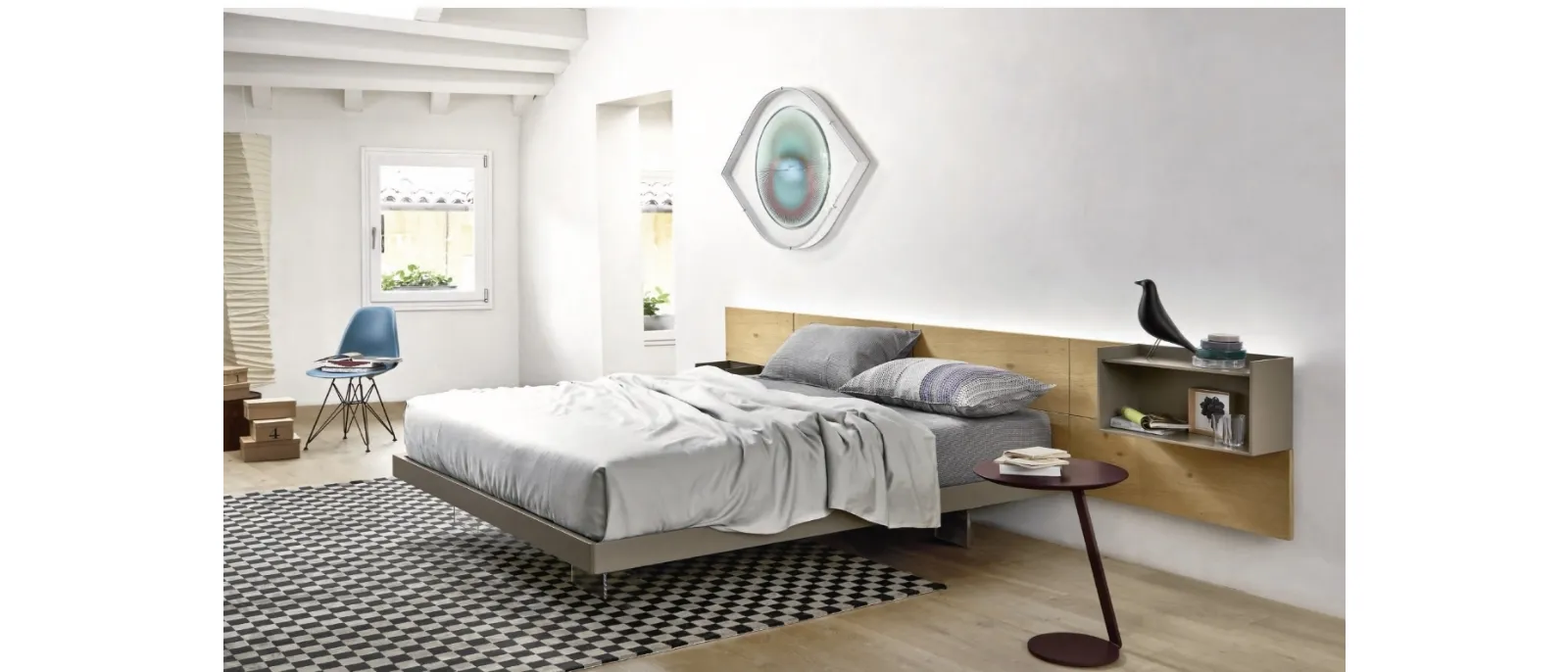 Letto Ecletto con testiera in Rovere di Sangiacomo