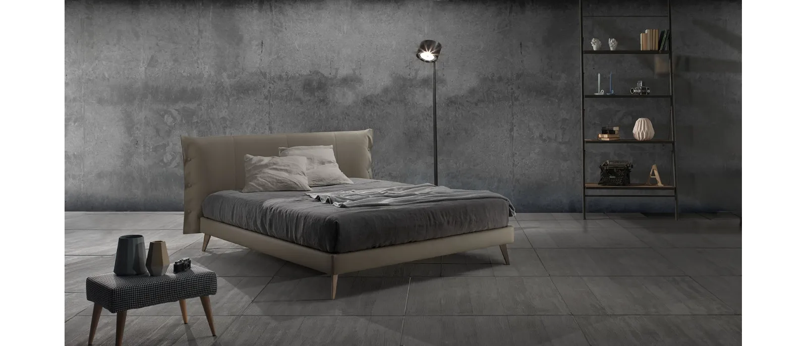 Letto in ecopelle con testiera Teo 14 di Excò
