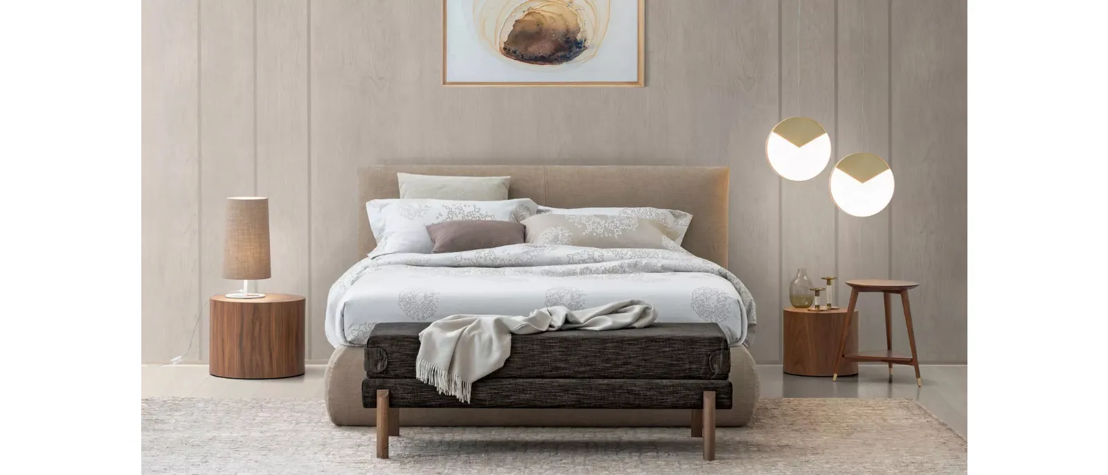 Letto Feeling in tessuto imbottito di Oggioni