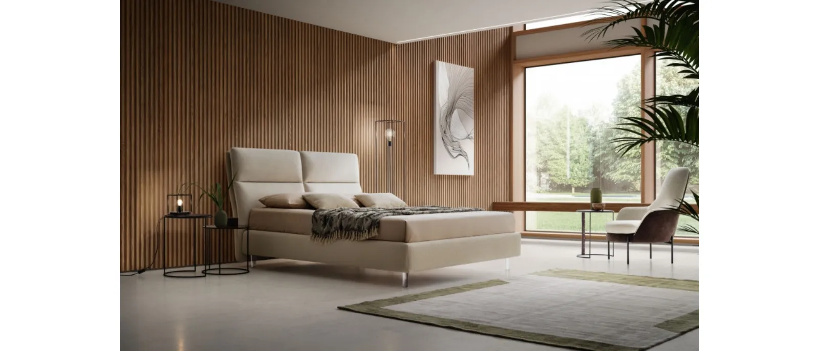 Letto King in tessuto imbottito di Le Comfort