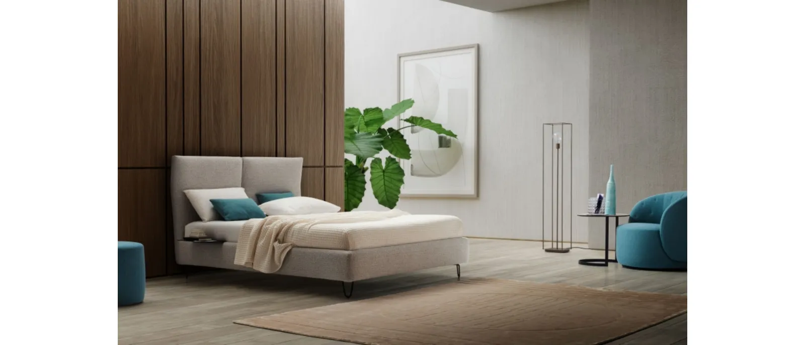 Letto Klizia in tessuto imbottito di Le Comfort