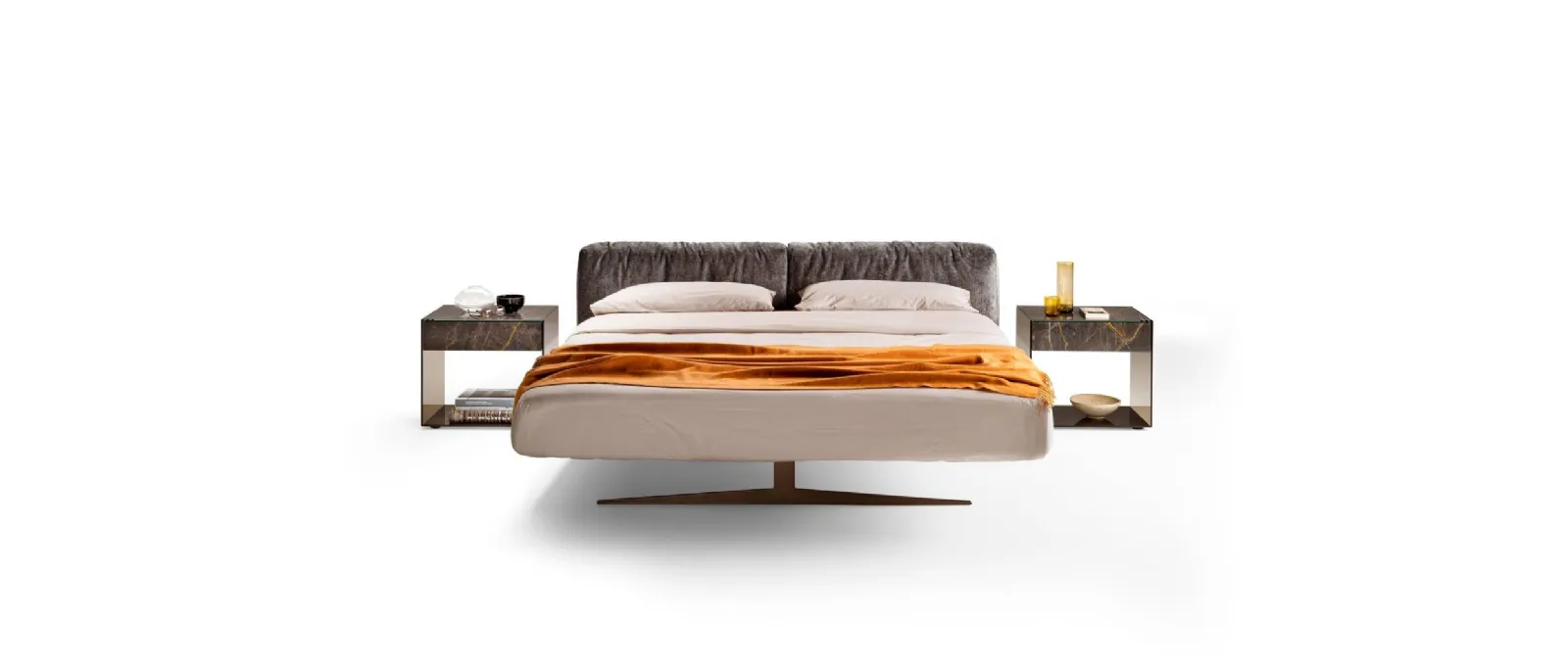 Letto con testiera imbottita Steel 1762 di Lago