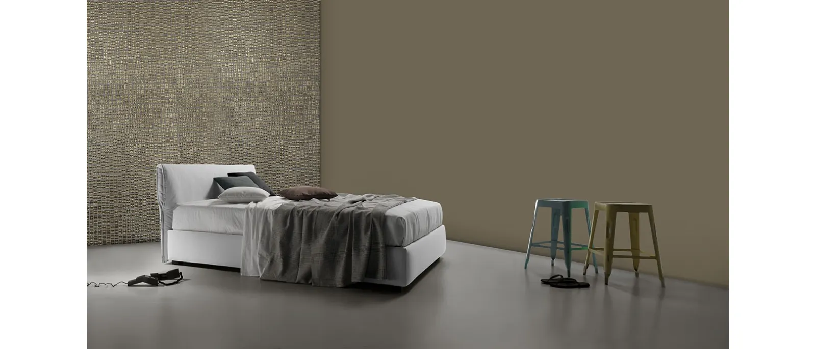Letto matrimoniale imbottito con contenitore Nuovo Bacco Ring 28 di Excò