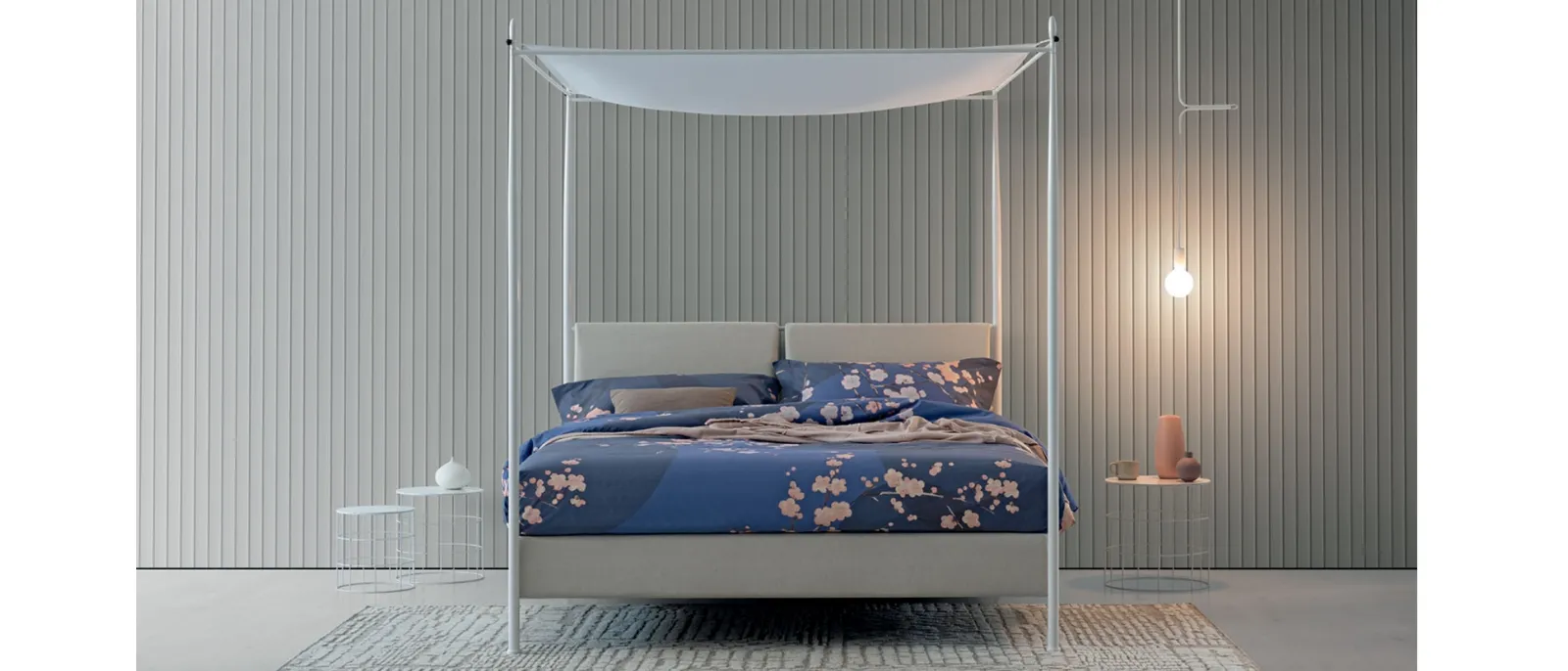 Letto a baldacchino con box contenitore Beverly di Oggioni