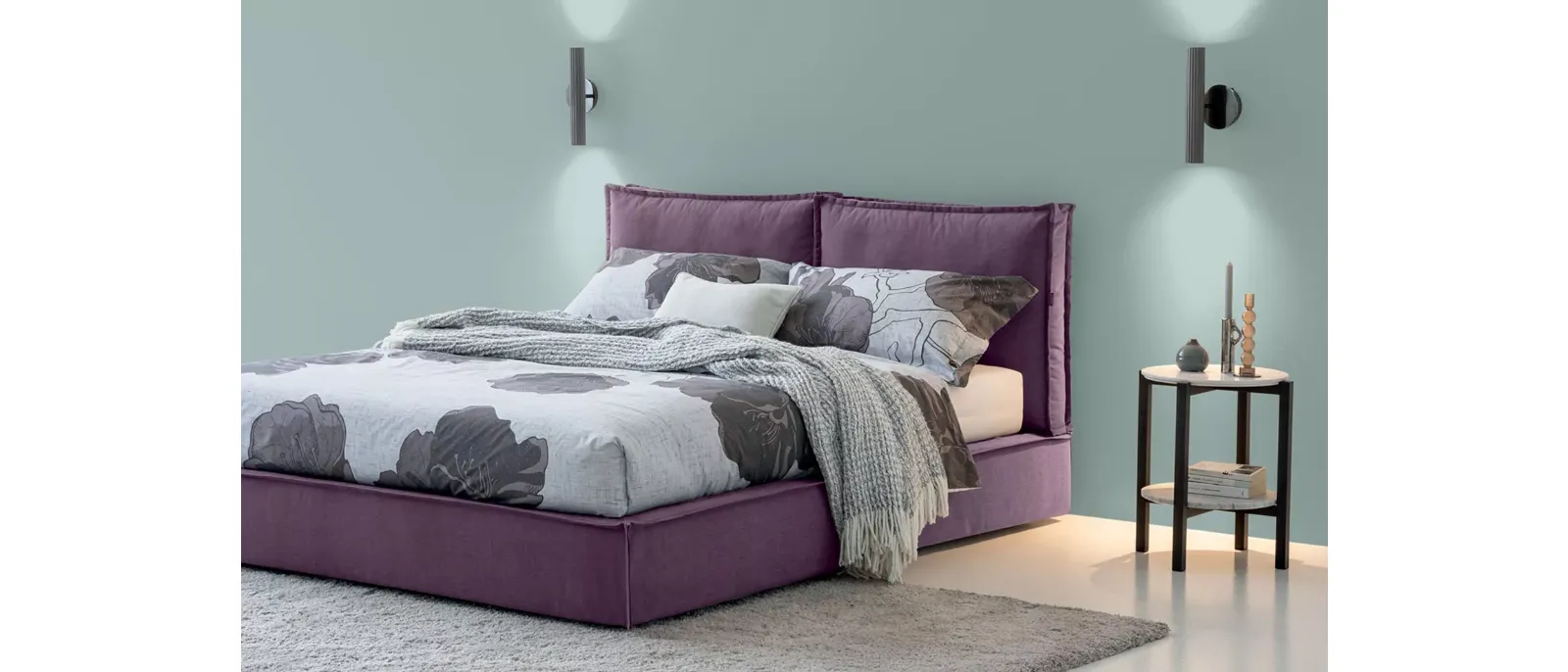 Letto in tessuto Metro con box contenitore di Oggioni