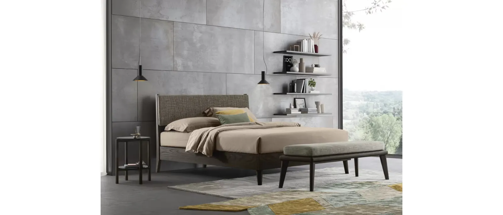 Letto con testiera Orimento di Oggioni