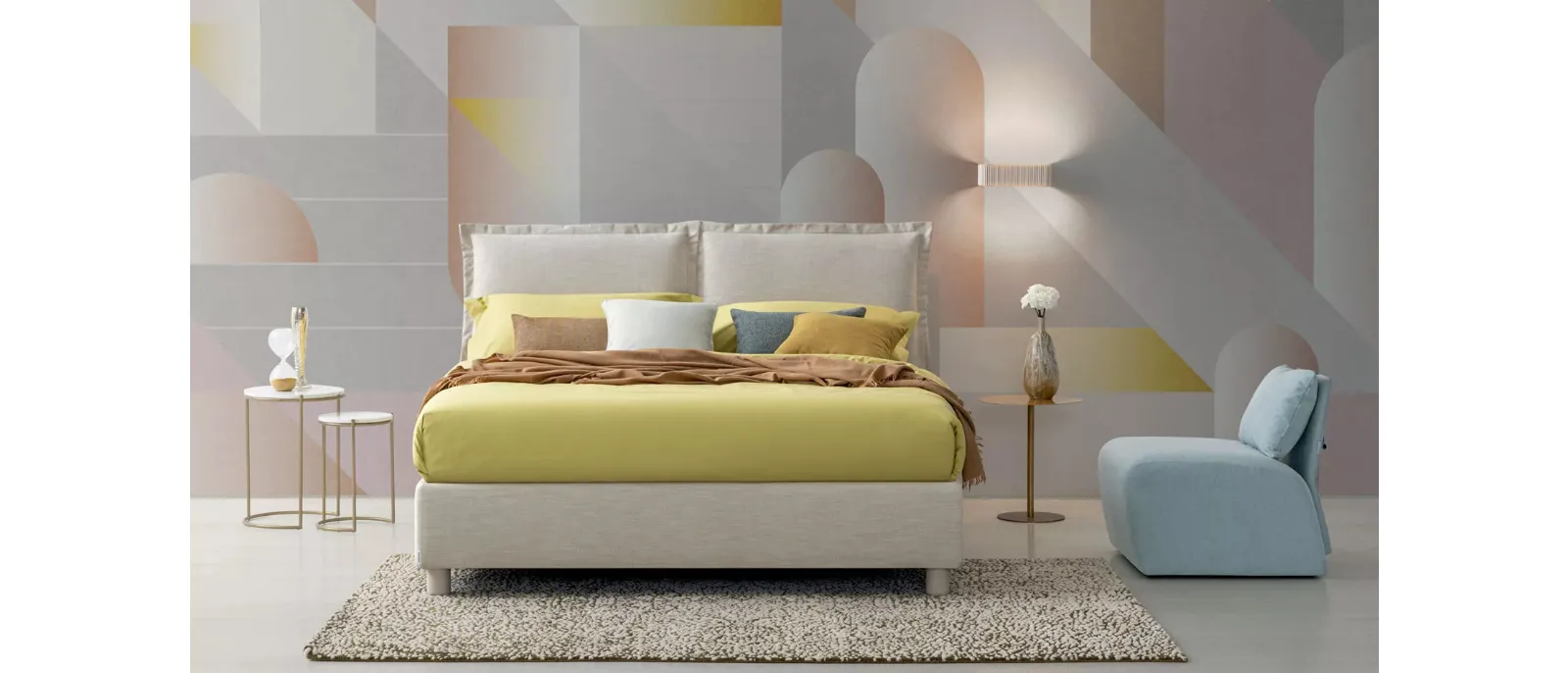 Letto in tessuto Vivian con box contenitore di Oggioni