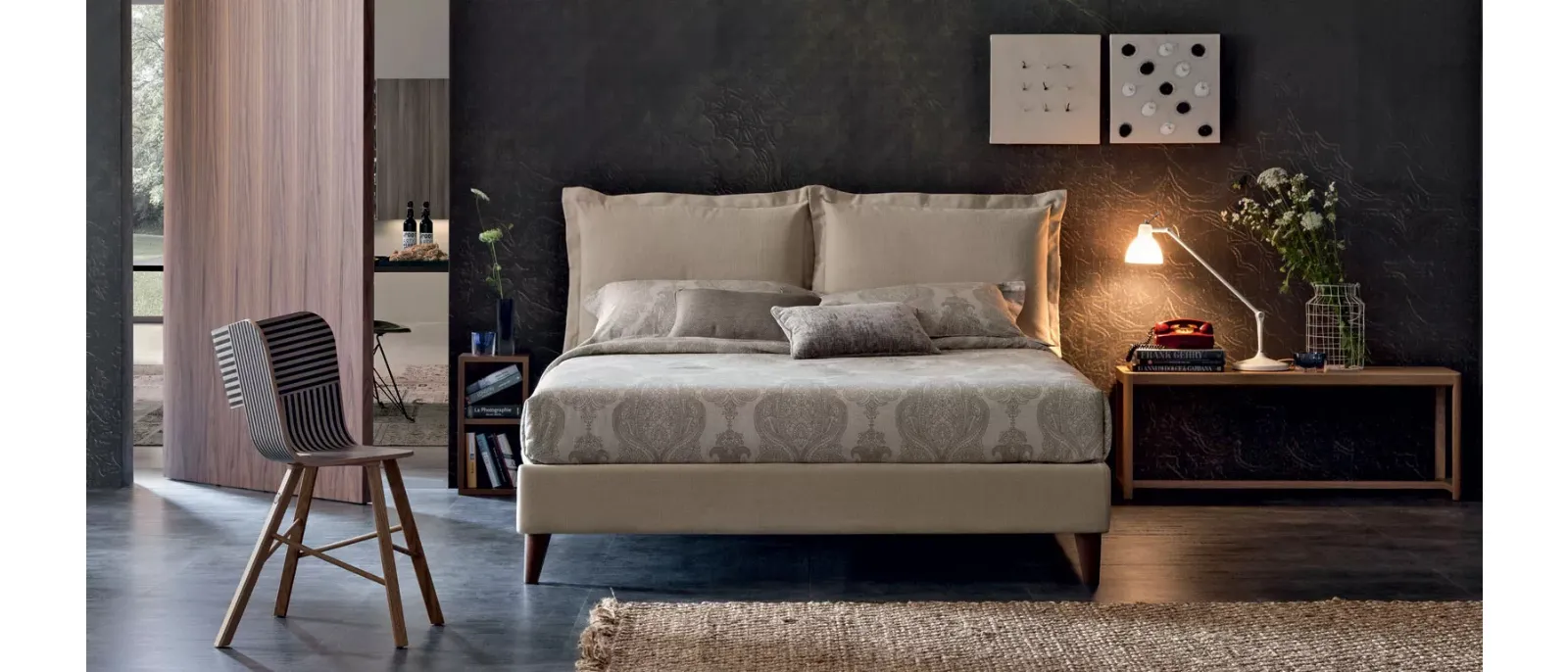 Letto in tessuto Vivian con box contenitore di Oggioni