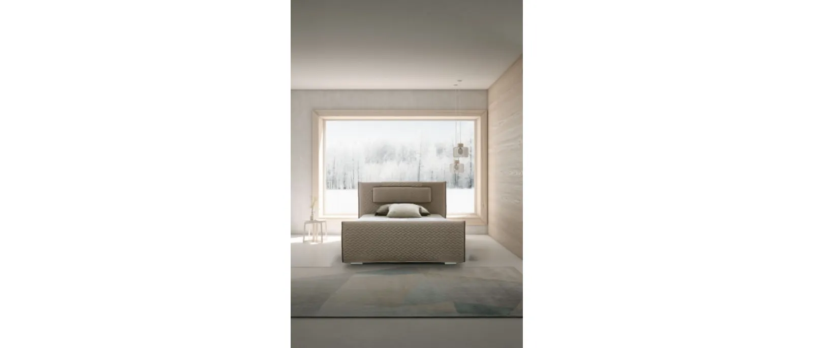 Letto singolo in tessuto trapuntato con testiera Evergreen Le Comfort