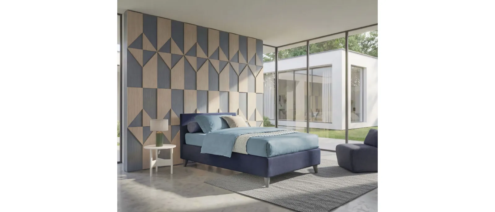 Letto singolo con contenitore Golf 203 di Oggioni