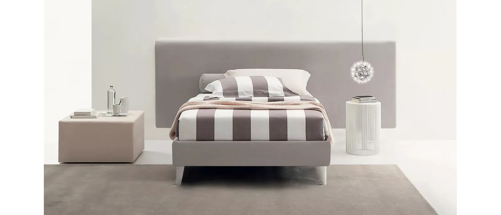 Letto singolo Kelly Tessile con contenitore di Oggioni