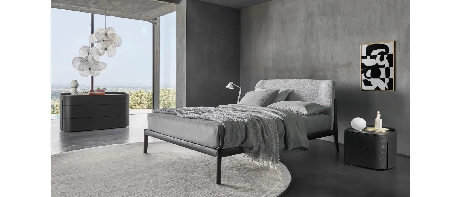 Letto Sissi con testiera in tessuto imbottito di Sangiacomo