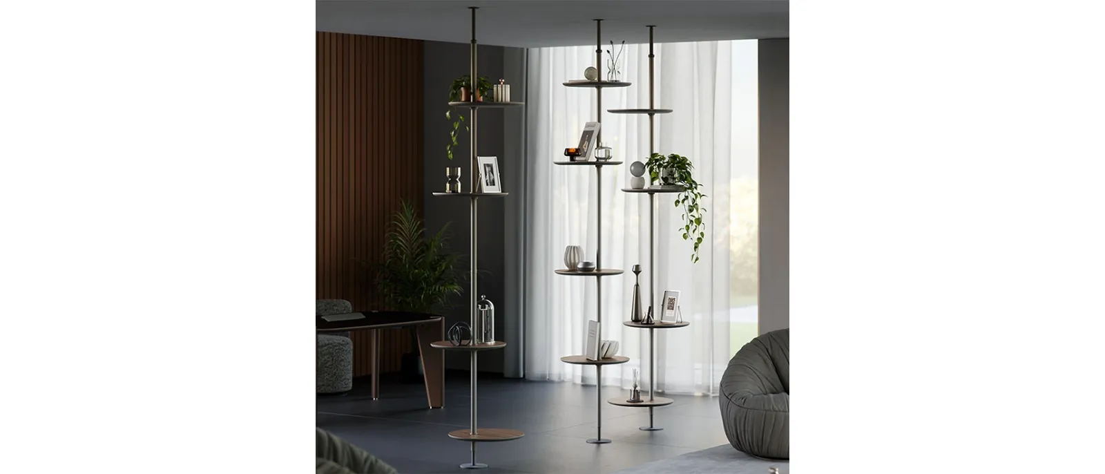 Libreria freestanding Address in acciaio e legno di Cattelan Italia