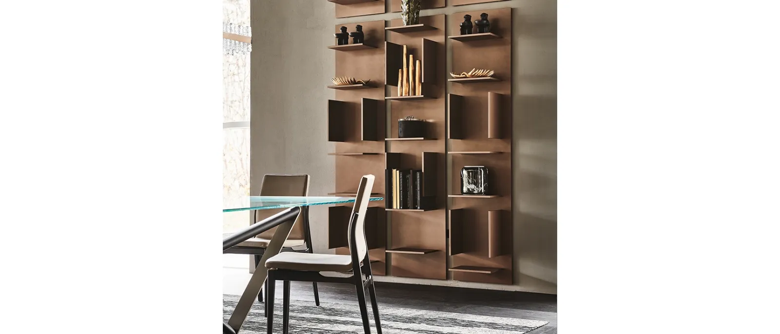 Libreria componibile a muro in legno laccato bianco Fifty di Cattelan Italia
