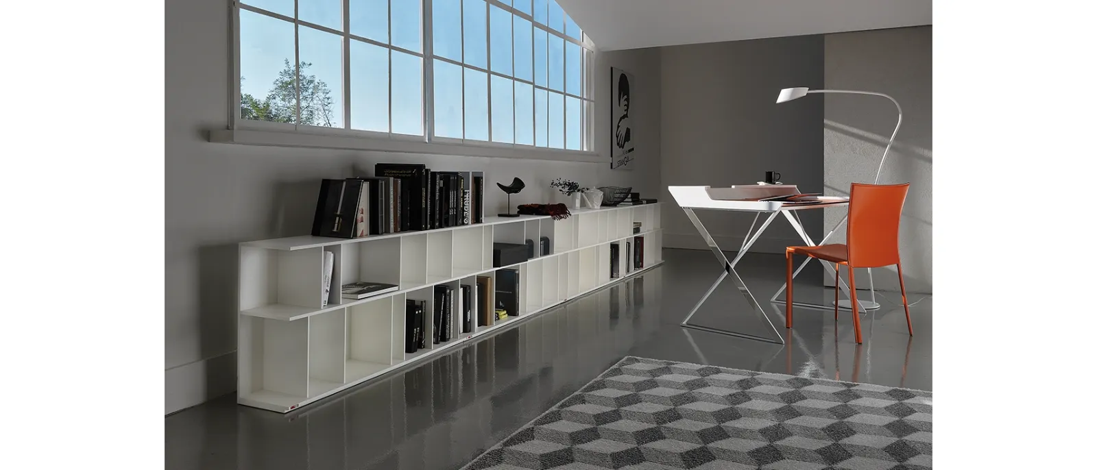 Libreria a muro in MDF laccato bianco Wally di Cattelan Italia