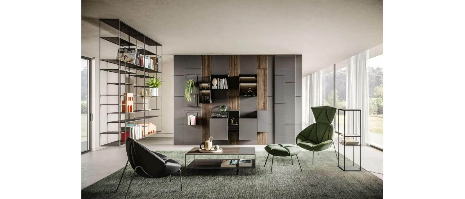 Libreria sospesa Levia Air di Ronda Design