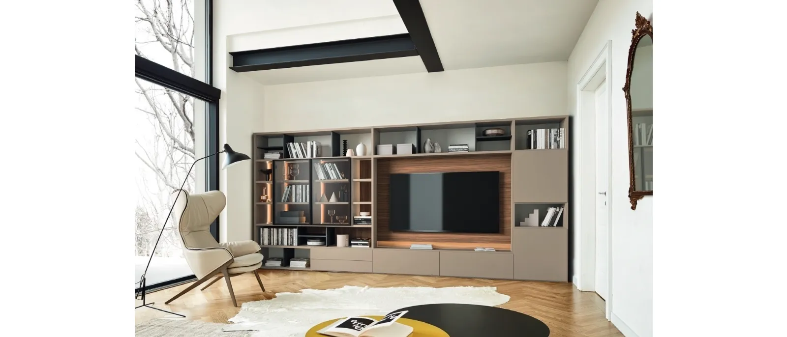 Libreria con vano porta TV Modo M6C60 di Sangiacomo